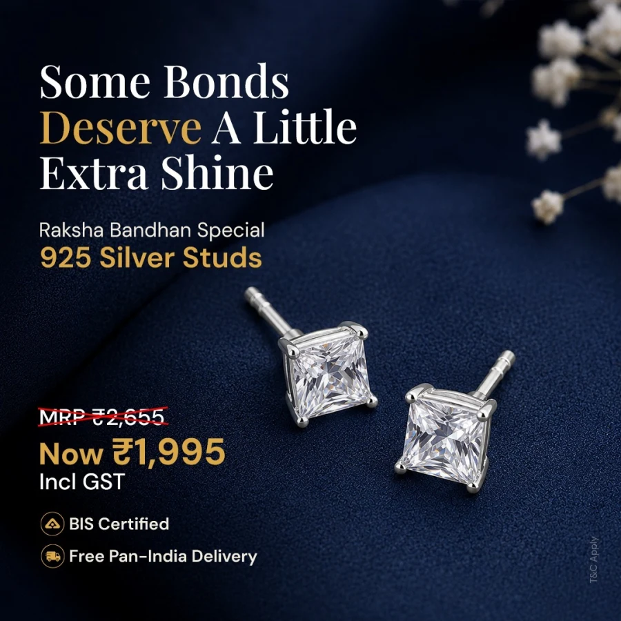 Indiora Unisex Solitaire Princess Silver Ear Stud  