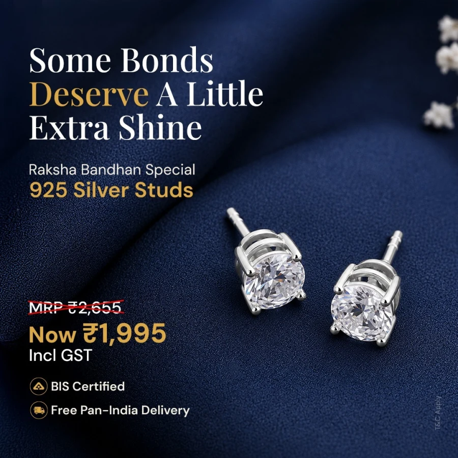 Indiora Unisex Solitaire Round Silver Ear Stud  